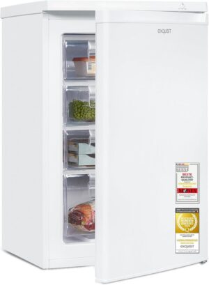 Exquisit Vrieskast, 91 l netto-inhoud, energie-efficiëntieklasse E, 40 dB (A), compact ontwerp, 4-sterren vriezen, handmatige temperatuurregeling, verwisselbare deuraanslag, GS512-040E
