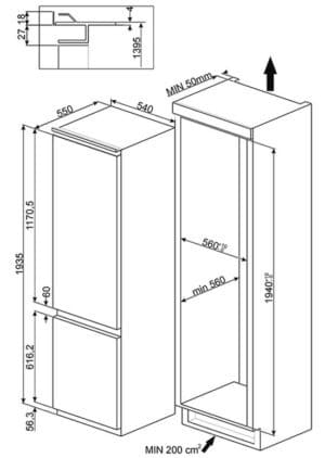 Smeg C3202F2P koel-vriescombinatie Ingebouwd