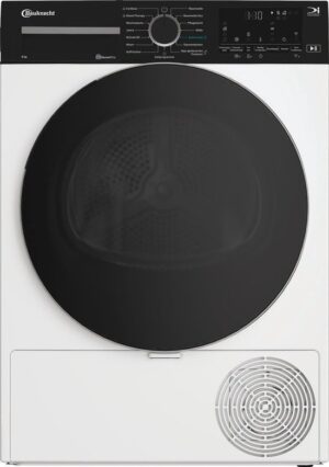 Bauknecht BT 86B WB, Vrijstaand, Voorlader, Warmtepomp, Wit, Draaiknop, Touch, Rechts - Duits Display
