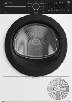 Bauknecht BT 95C WBS, Vrijstaand, Voorlader, Warmtepomp, Wit, Draaiknop, Touch, Rechts - Duits Display