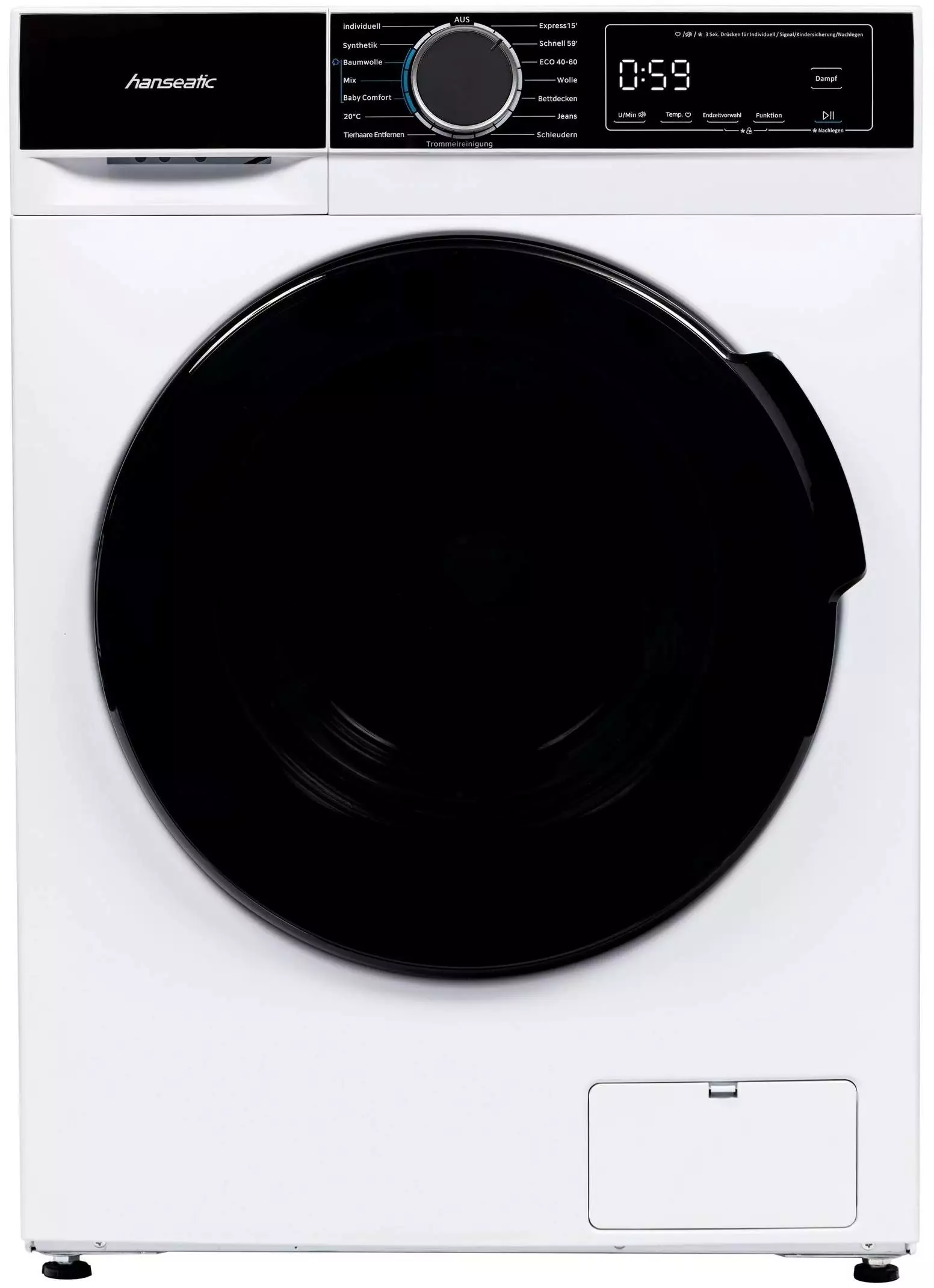 Hanseatic HWMA714B Wasmachine 7 kg 1400 tpm – Voorlader - Duits Display