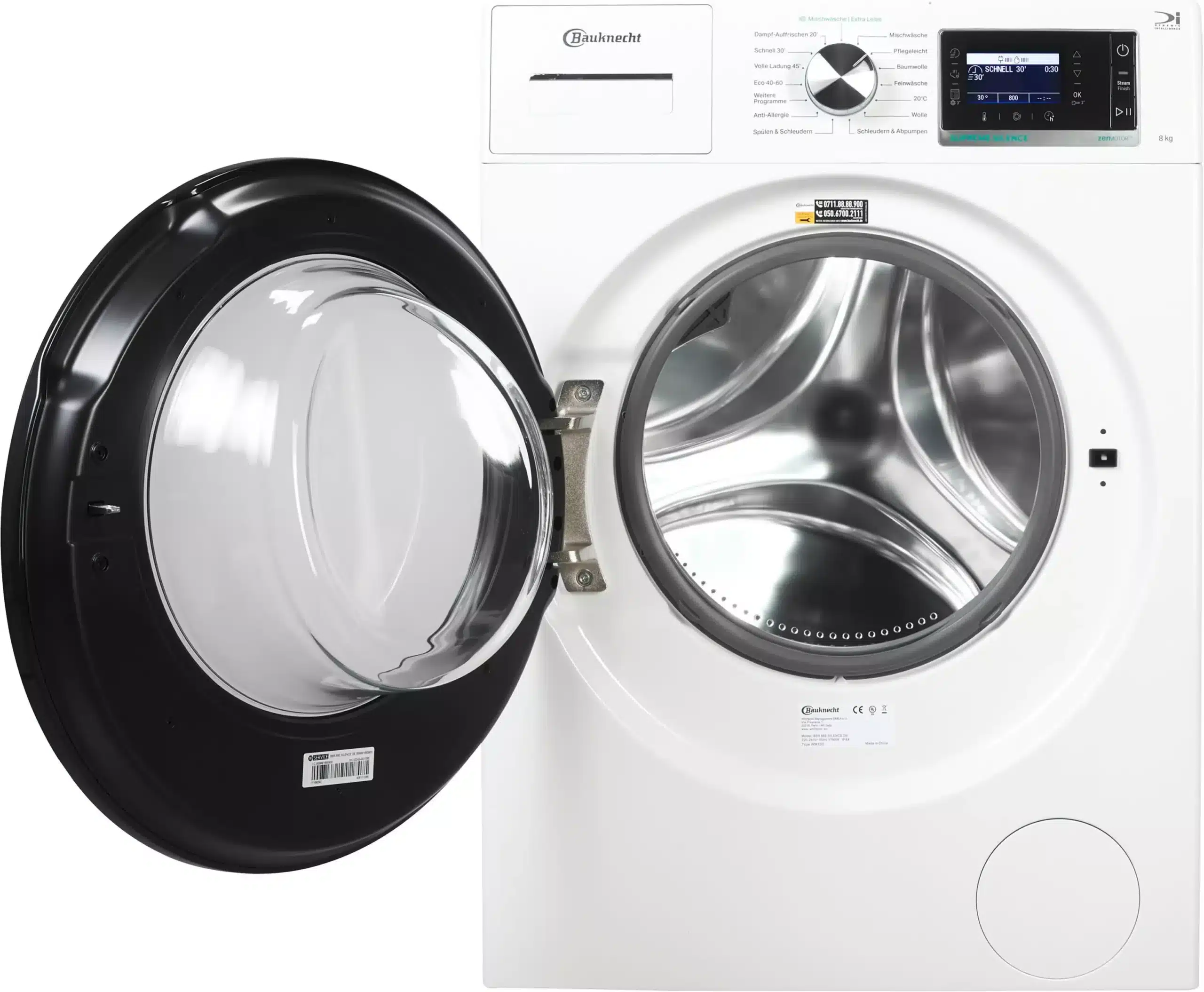 Bauknecht B6R 88E SILENCE DE Wasmachine 8 kg 1400 tpm – Voorlader, Steam Duits Display