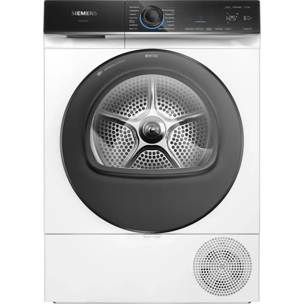 Siemens iQ700 WQ35B2B30, Vrijstaand, Voorlader, Warmtepomp, Wit, Draaiknop, Rechts