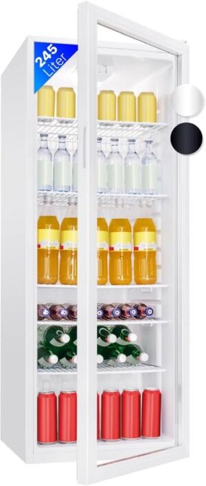 Bomann® KSG 7289 Koelkast met glazen deur, koelkast met 245 liter inhoud en 5 roosterplanken, wit