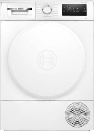 Bosch Serie 4 WTH83VV4, Vrijstaand, Voorlader, Warmtepomp, Wit, Draaiknop, Touch, Rechts- Duits display