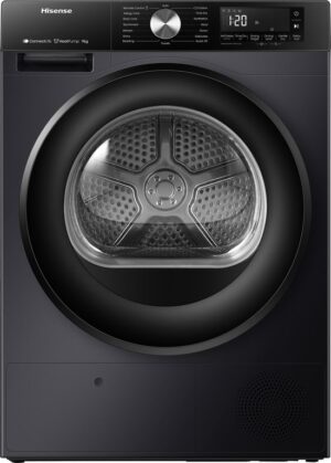 Hisense 3S Serie DH3S902BB3 - Zwarte Wasdroger met Energielabel C - Warmtepompdroger - 9kg - ConnectLife - Trommelverlichting - AutoDry - Quick Dry - Allergy Care