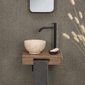 Differnz fonteinplank 40x25x10cm rechthoek met handdoekhouder Bruin eiken