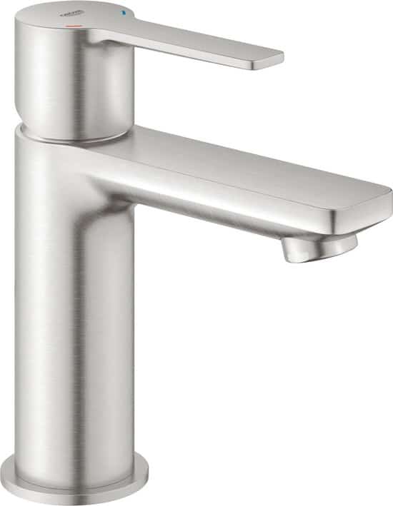GROHE Lineare wastafelkraan XS-Size – push-open afvoer, SuperSteel